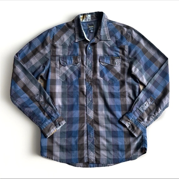 Volcom Workwear Other - Volcum Workwear Men's Plaid Shirt Snap Front & Flap Pockets Lightweight Size M